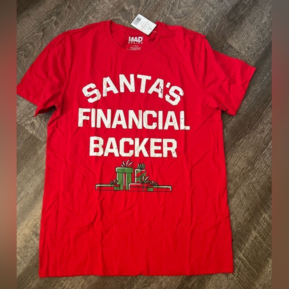MAD Engine Santa's Financial Backer Tee- Size Large